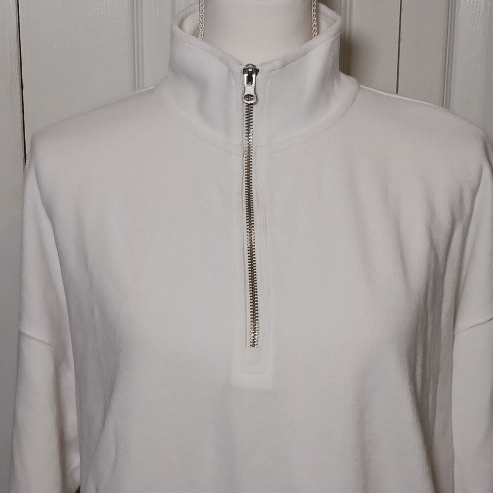 Aerie White Half-Zip Sweatshirt - Picture 4 of 13